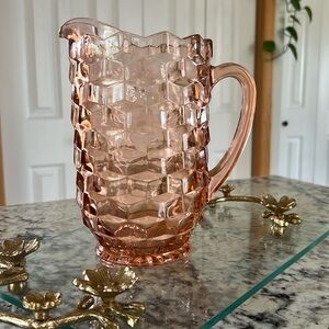 Vintage Cubist Whitehall Indiana Glass Pitcher Jug